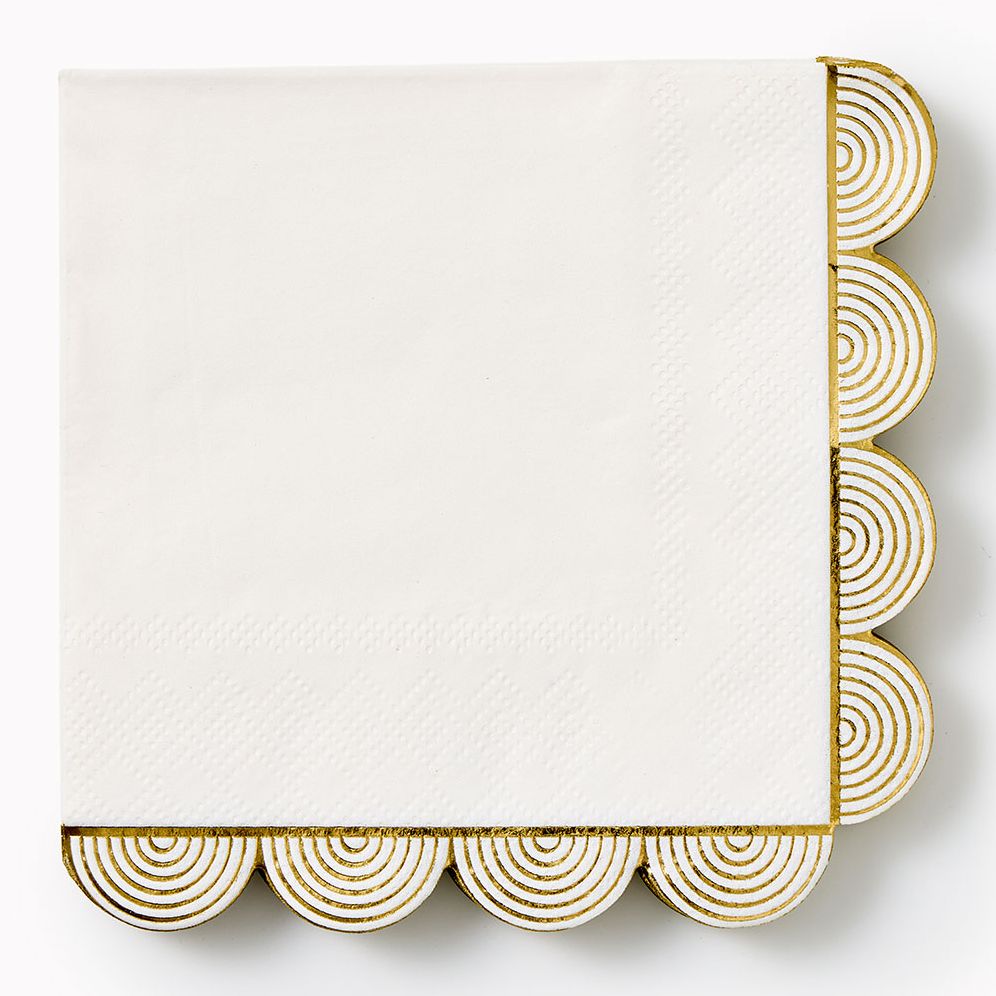 Gold Scalloped Cocktail Napkin Set of 20