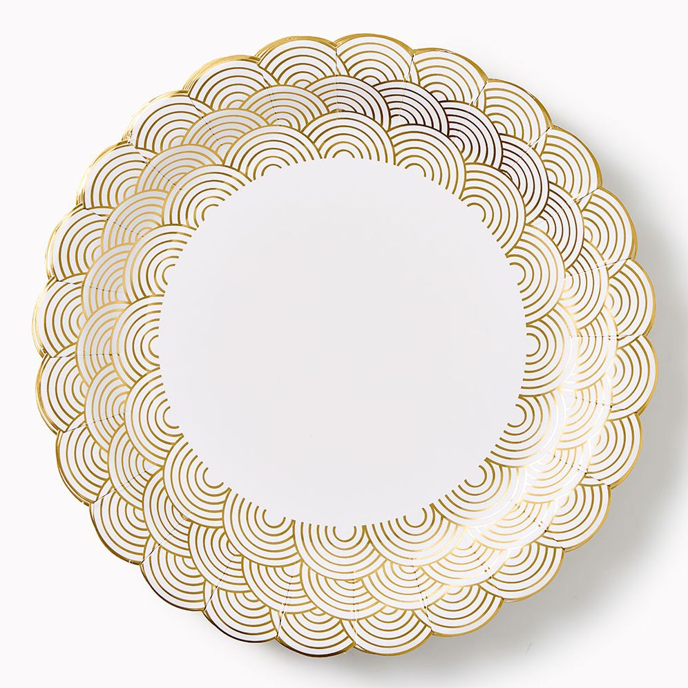 Gold Scalloped Large Plate Set of 10