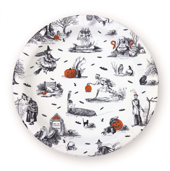 Halloween Toile Large Plate Set of 10