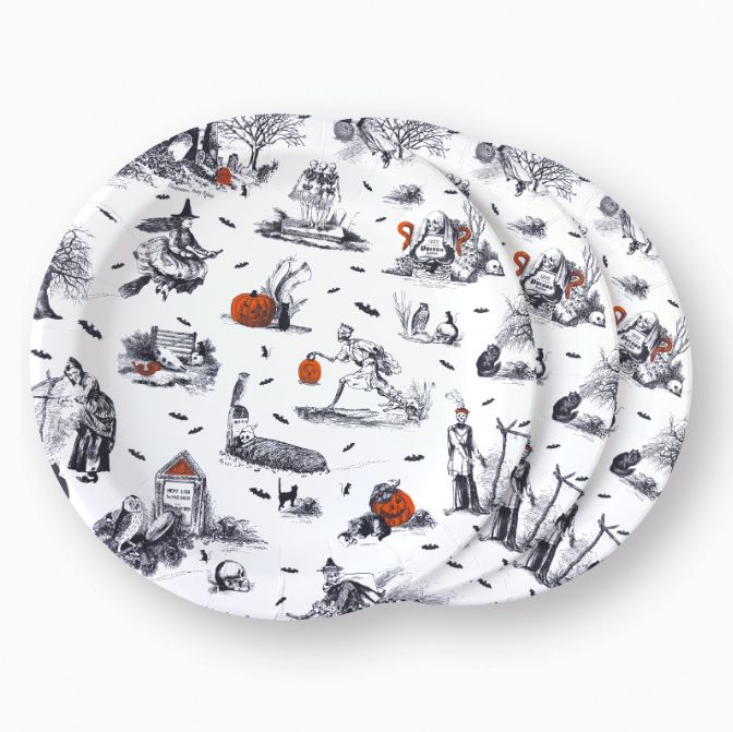 Halloween Toile Large Plate Set of 10