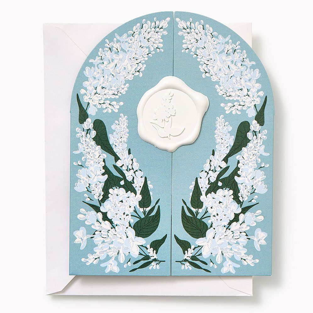 Blue Floral Gateway Embellished Wedding Card