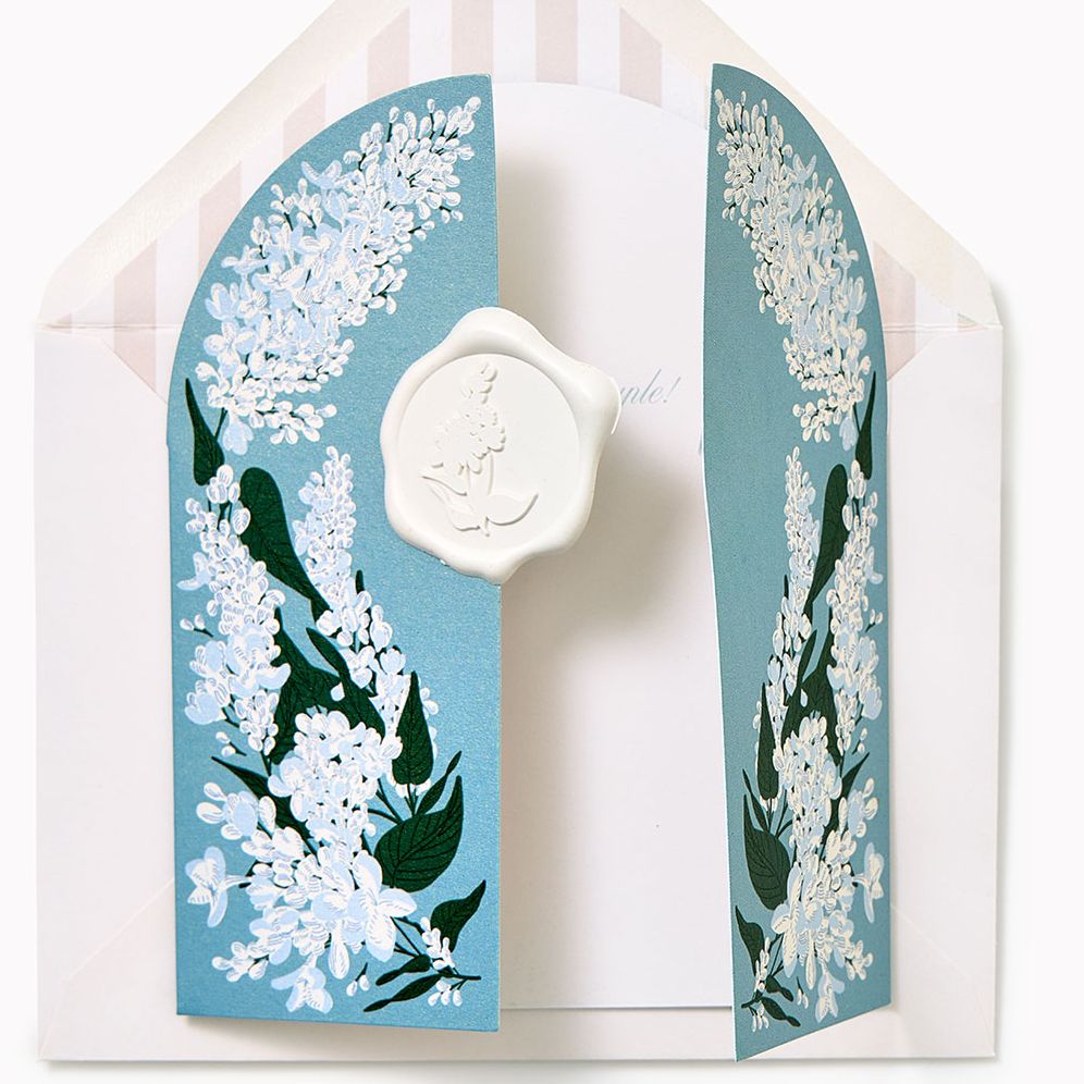 Blue Floral Gateway Embellished Wedding Card