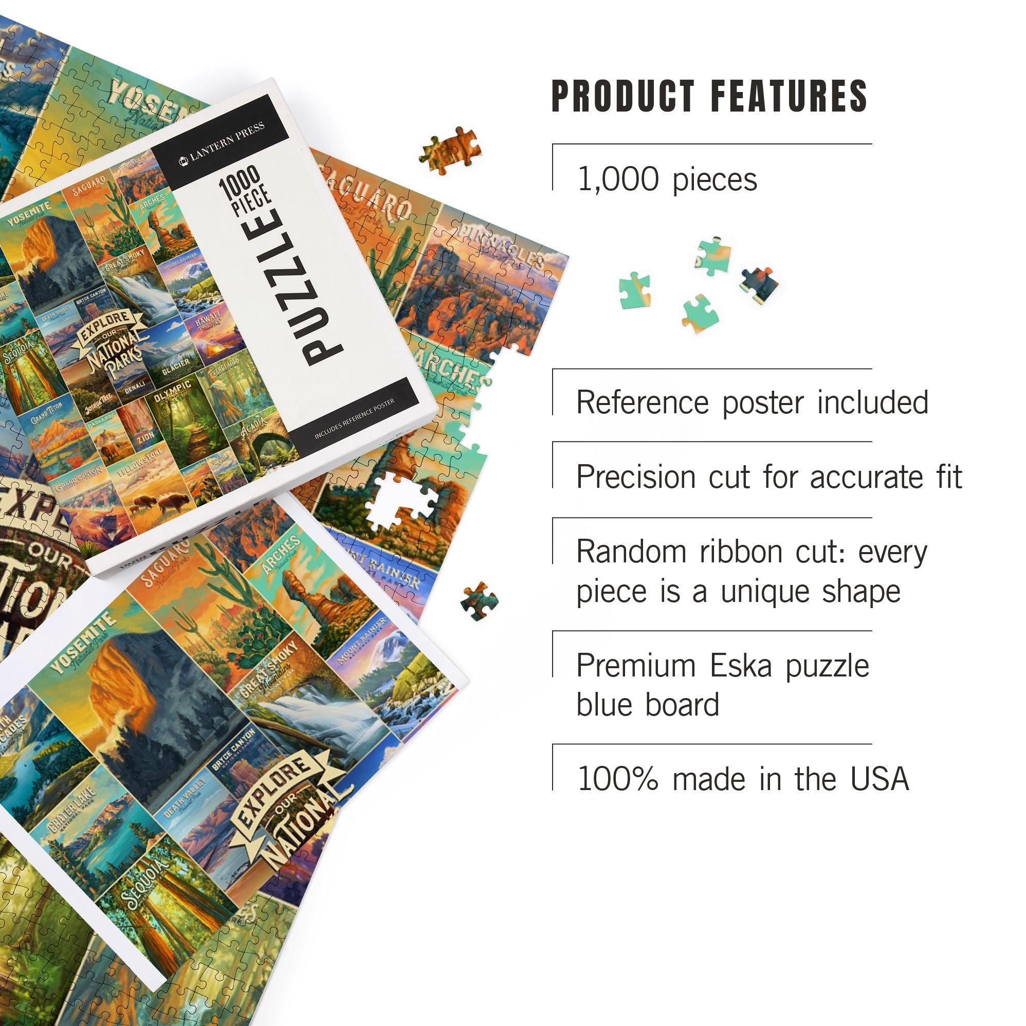 National Parks Oil Painting Collage 1000 Piece Puzzle