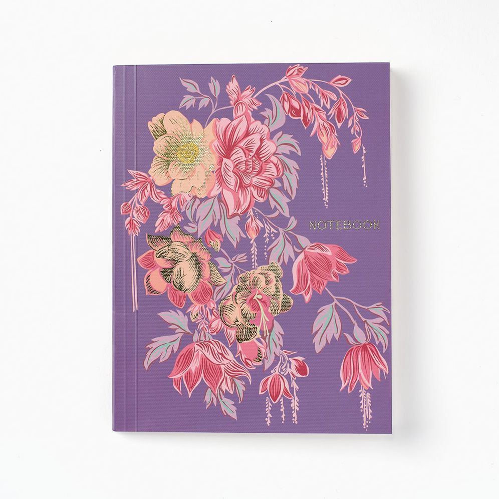 Vintage Purple Floral Softcover Notebook