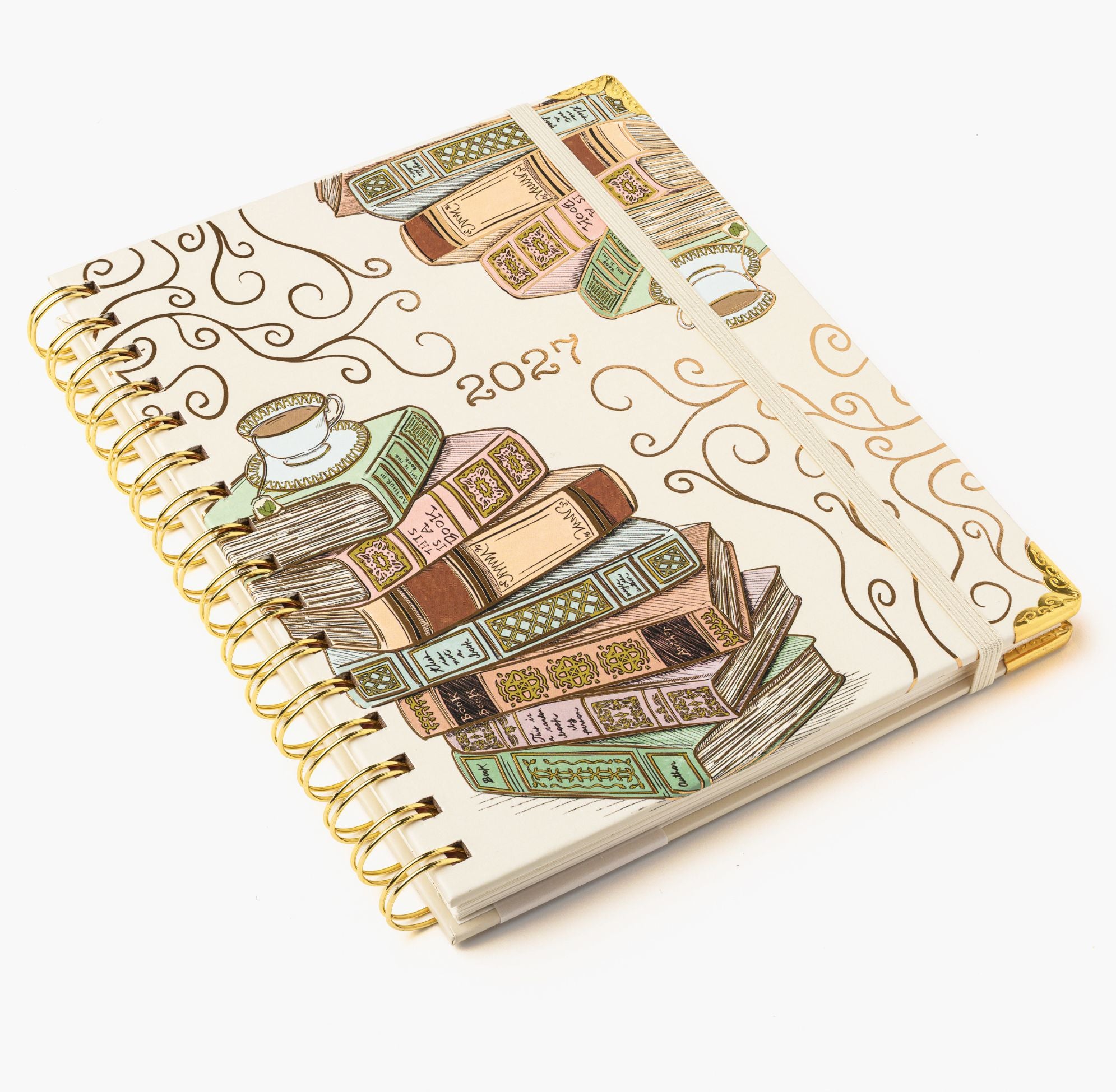 2027 Bookstack Tea Cup 12-Month Weekly Medium Spiral Planner