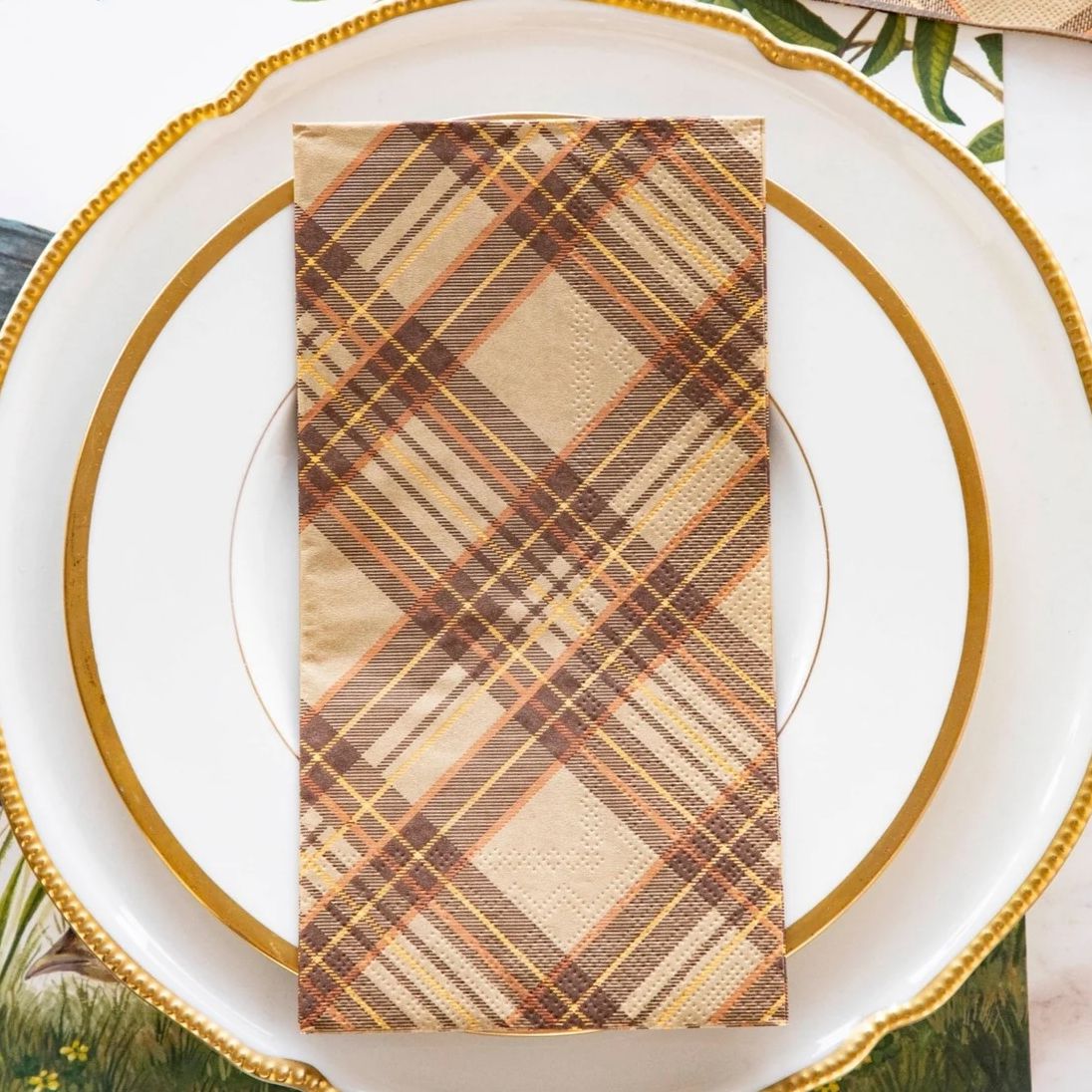 Autumn Plaid Guest Napkins Set of 16