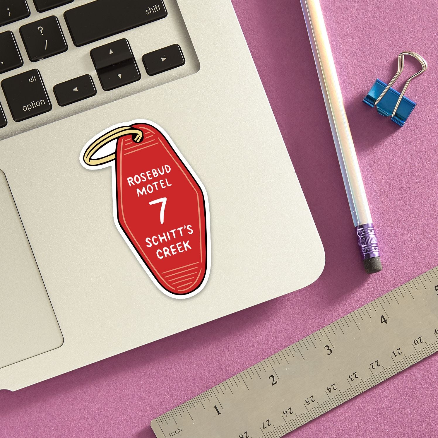 Rosebud Motel Key Vinyl Sticker