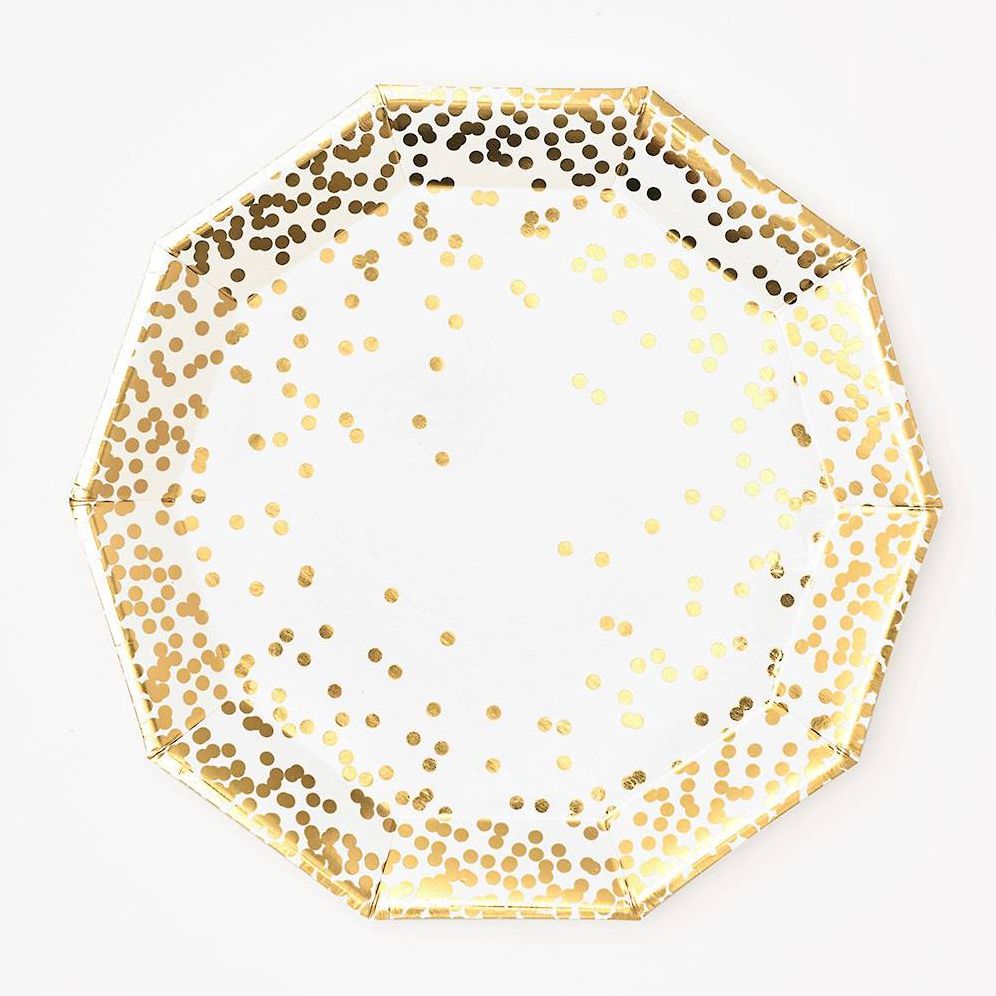 Gold Confetti Decagon Large Plates