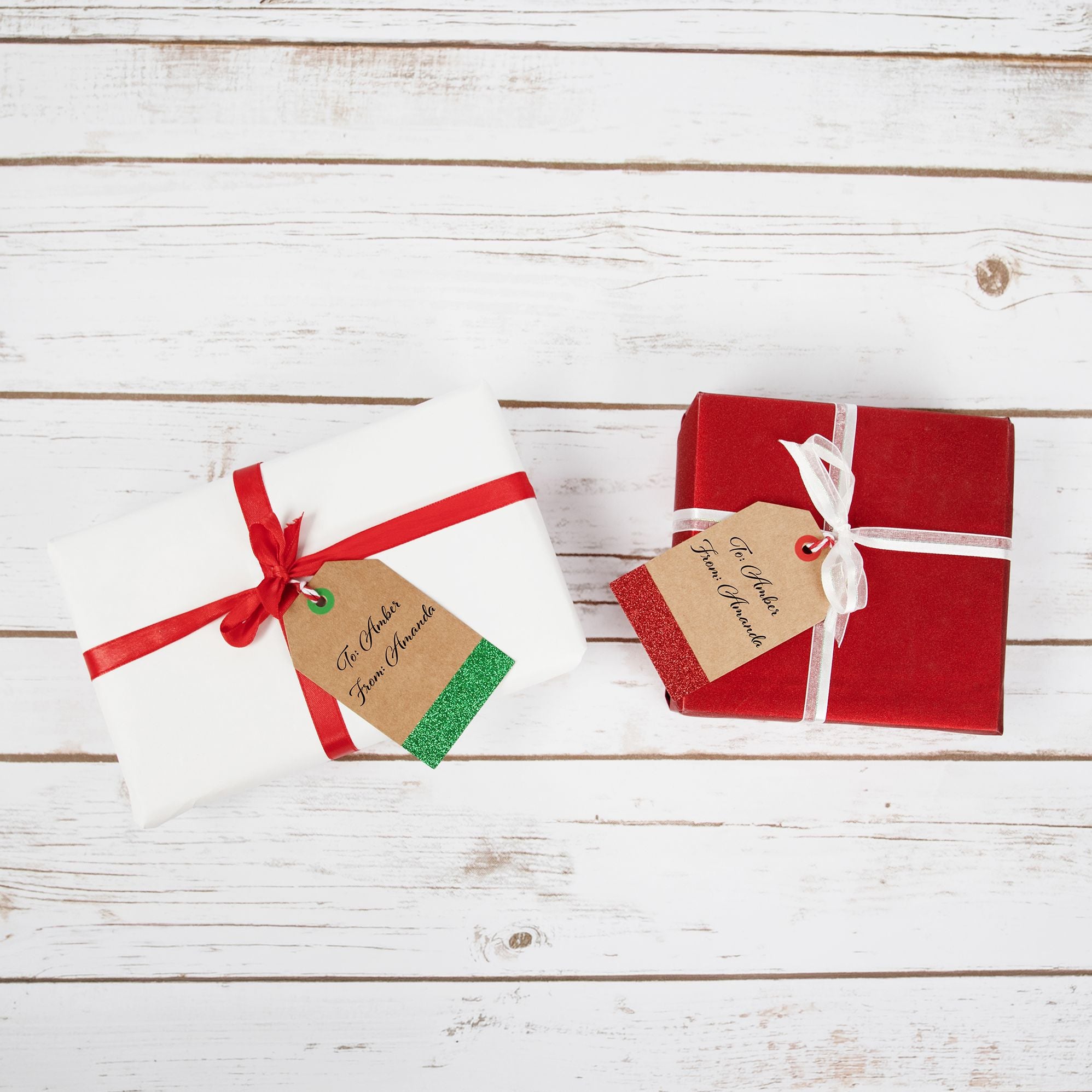 Red/Green Glitter Gift Tags