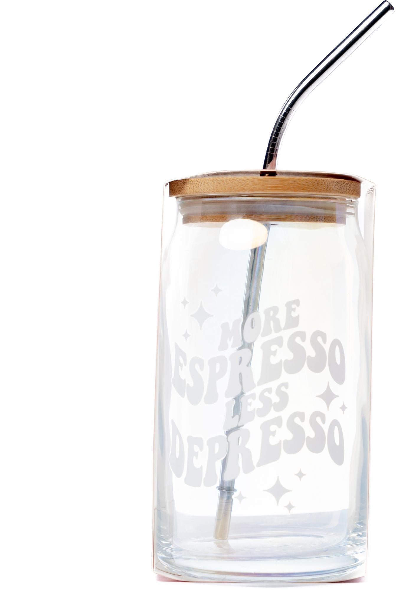 More Espresso Less Depresso Glass
