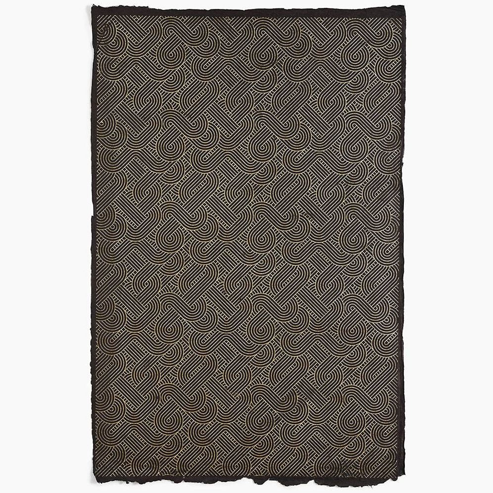 Geometric Gold on Black Handmade Paper