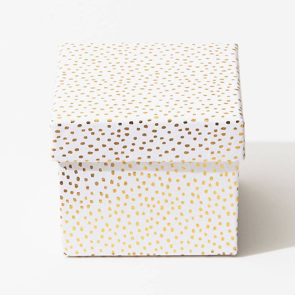 Gold Flurry Dots On White Medium Gift Box