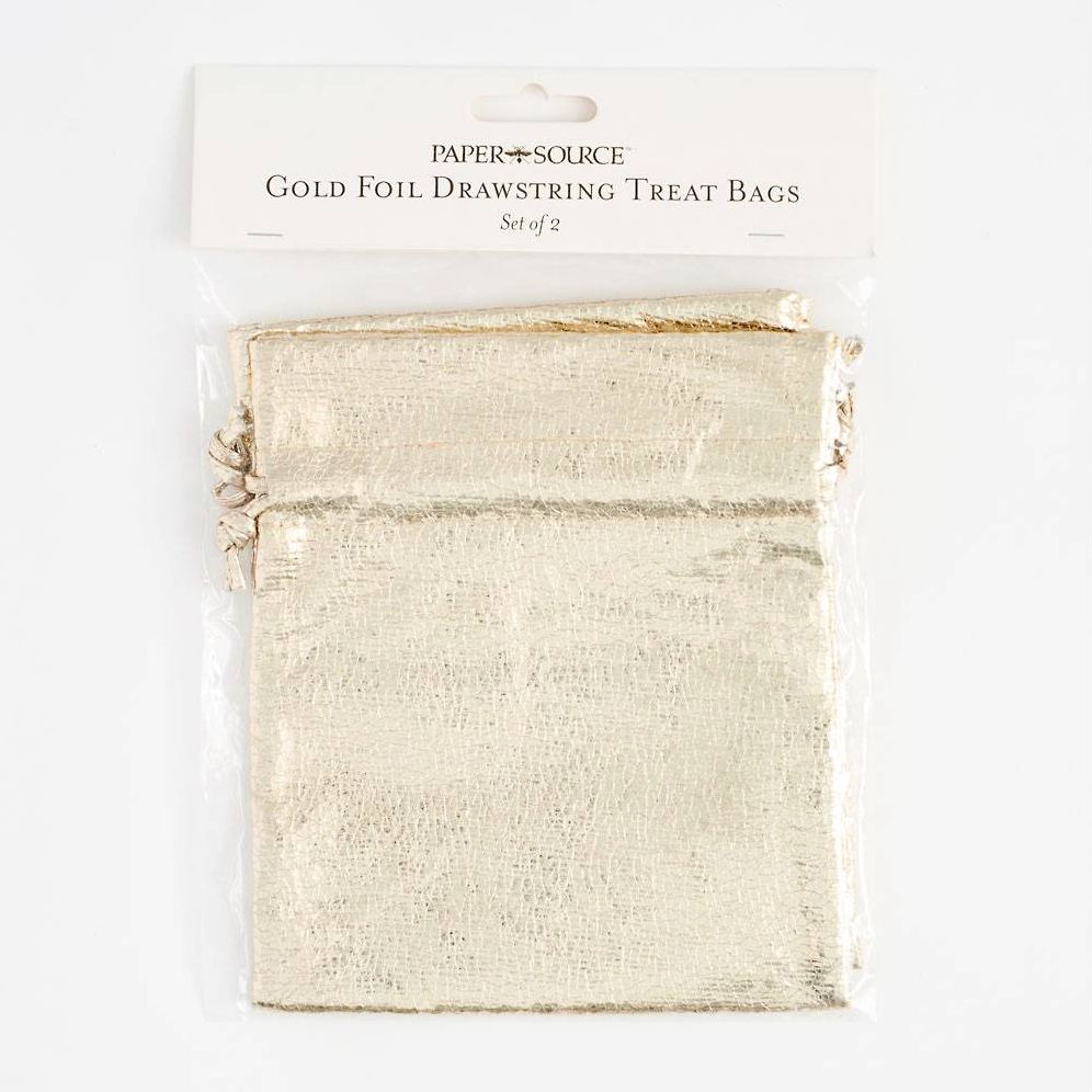 Gold Foil Drawstring Treat Bags