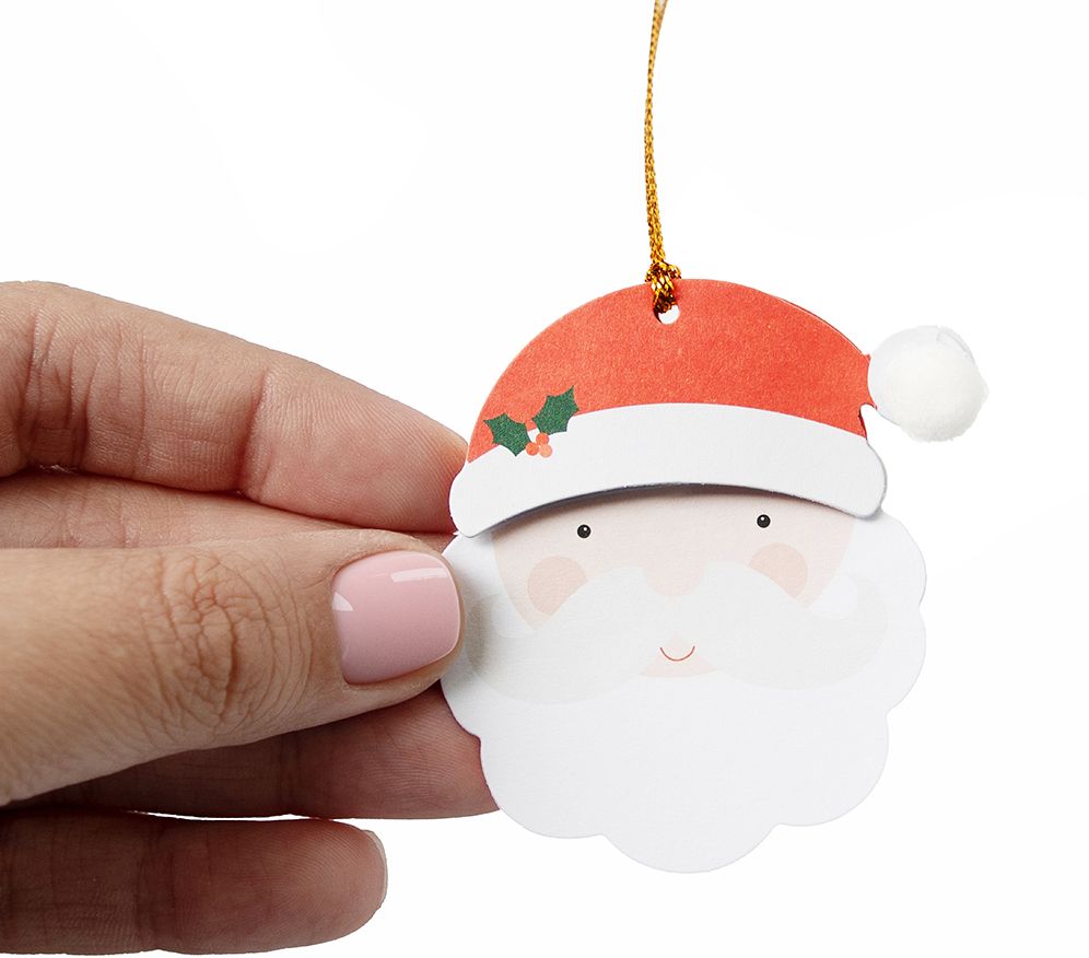 Santa Pom Gift Tags Set/10