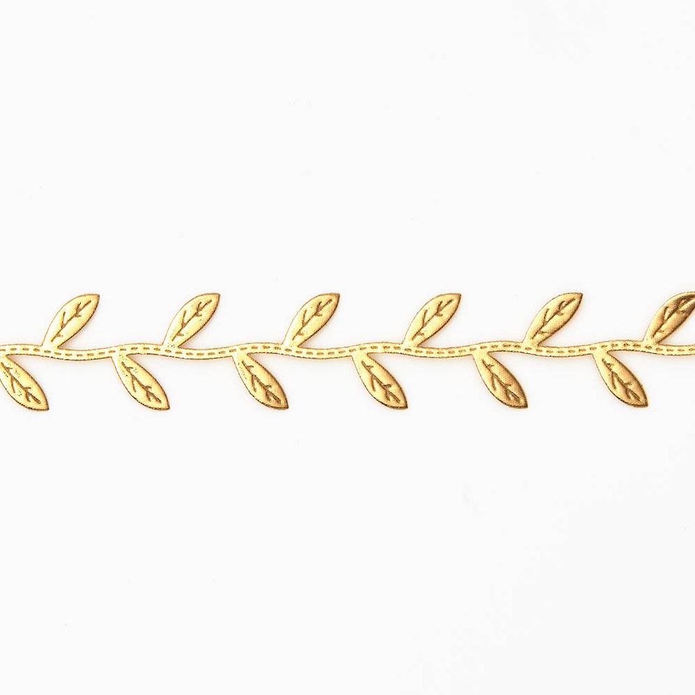 Gold Metallic Leaves Ribbon 1" 10 YD