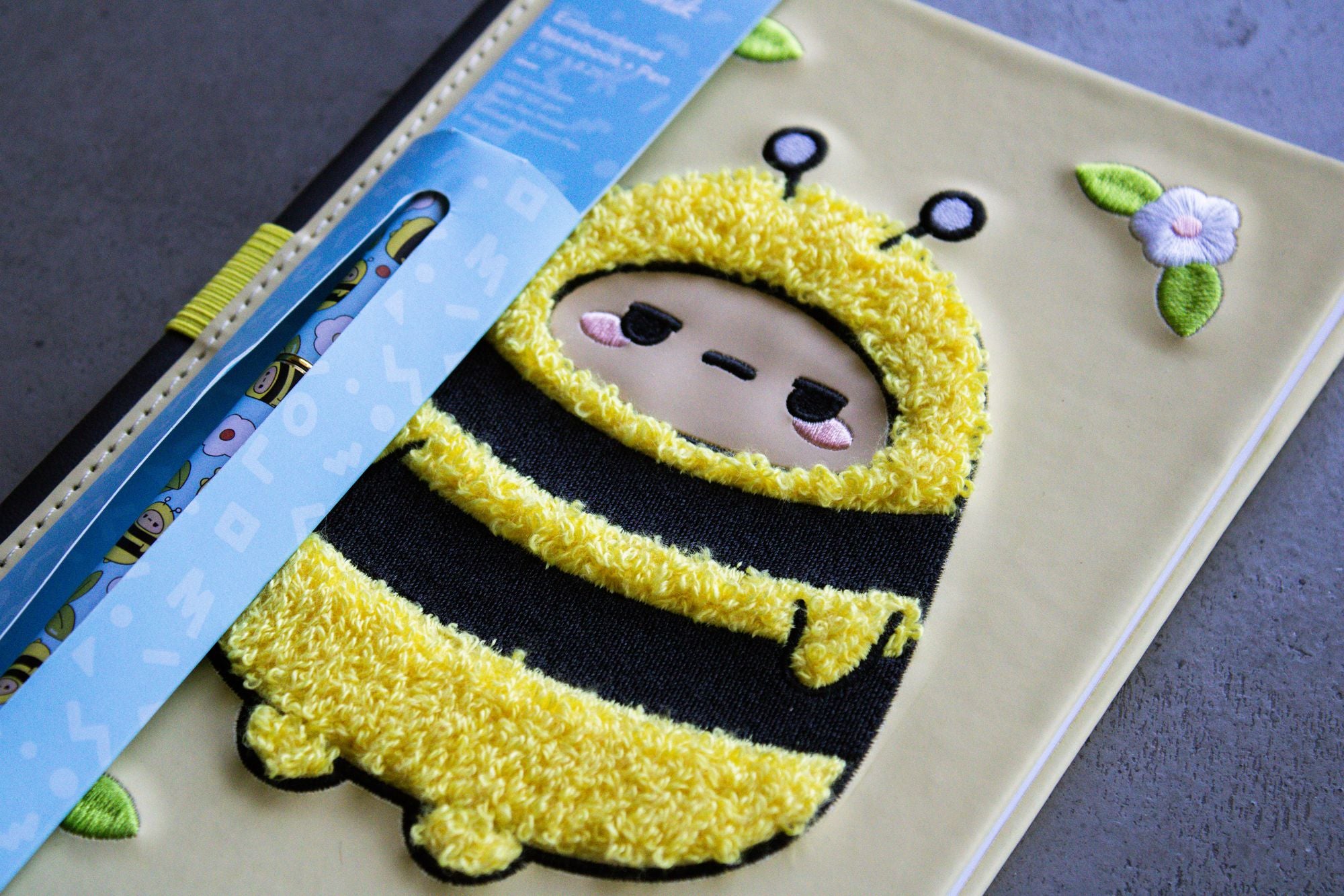 Smoko Bee Embroidered Journal with Pen