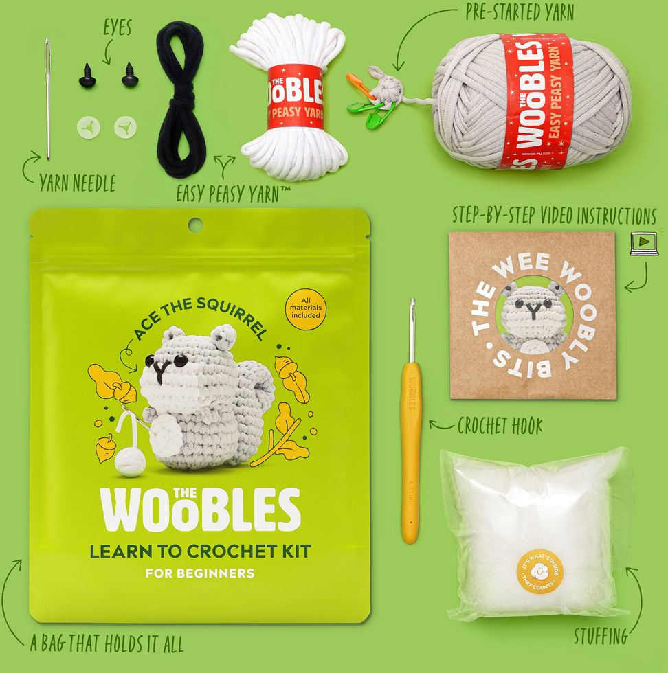 Ace the Squirrel Learn to Crochet Kit