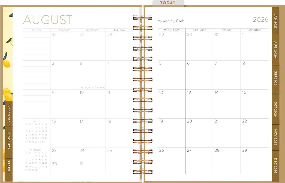 2026-2027 Seedlings Lemons 17 Month Hardcover Weekly/Monthly Planner