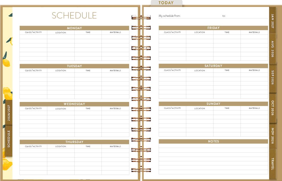 2026-2027 Seedlings Lemons 17 Month Hardcover Weekly/Monthly Planner
