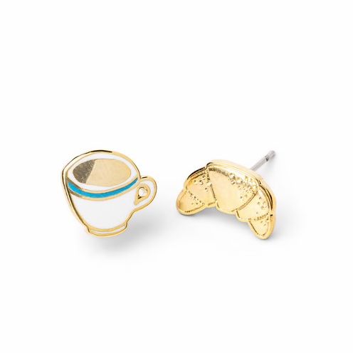 Coffee & Croissants Stud Earrings