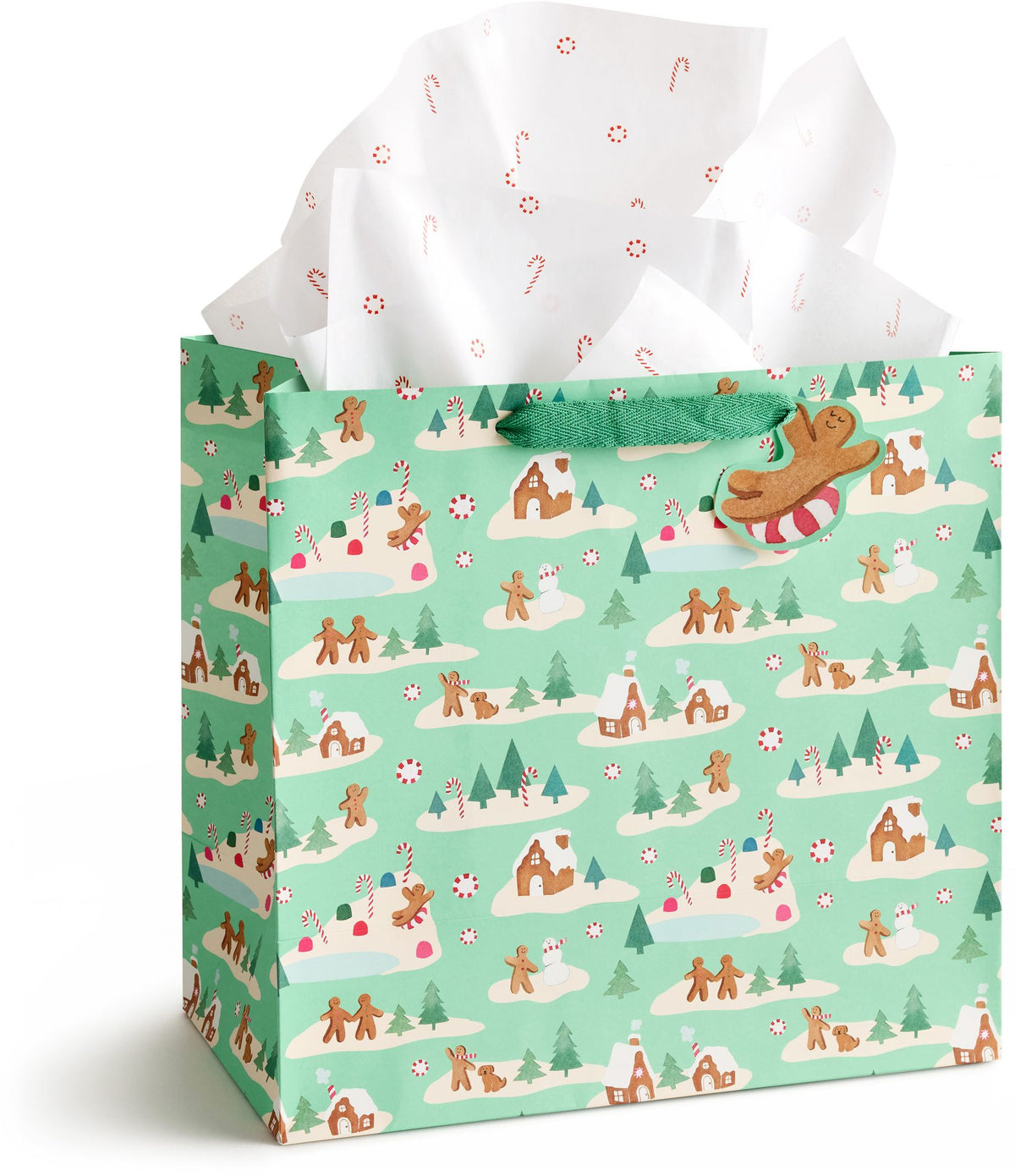 Mint Gingerbread Village Large Gift Bag