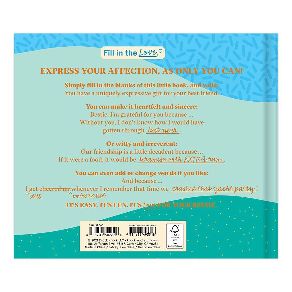 Bestie I Love You Because Fill in the Love Book