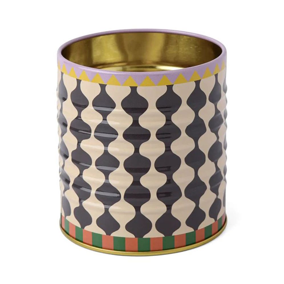Black and White Wavy Storage Tin