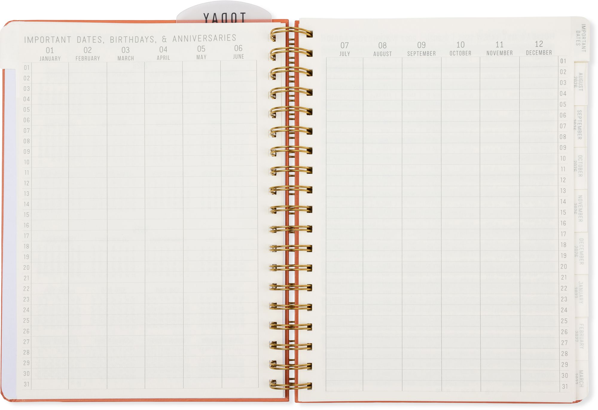 2026-2027 Tangerine Standard Issue Weekly Desk Planner