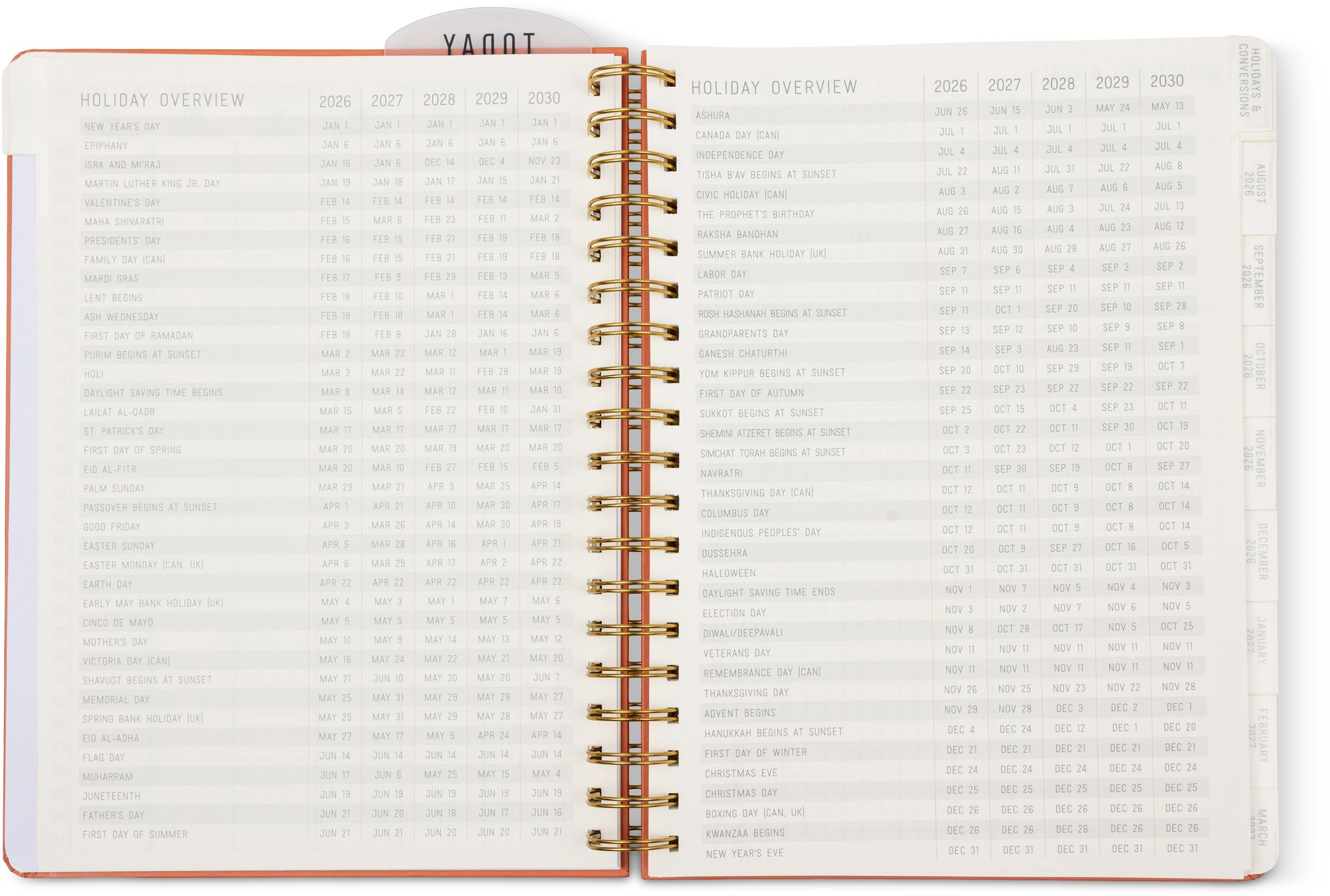 2026-2027 Tangerine Standard Issue Weekly Desk Planner
