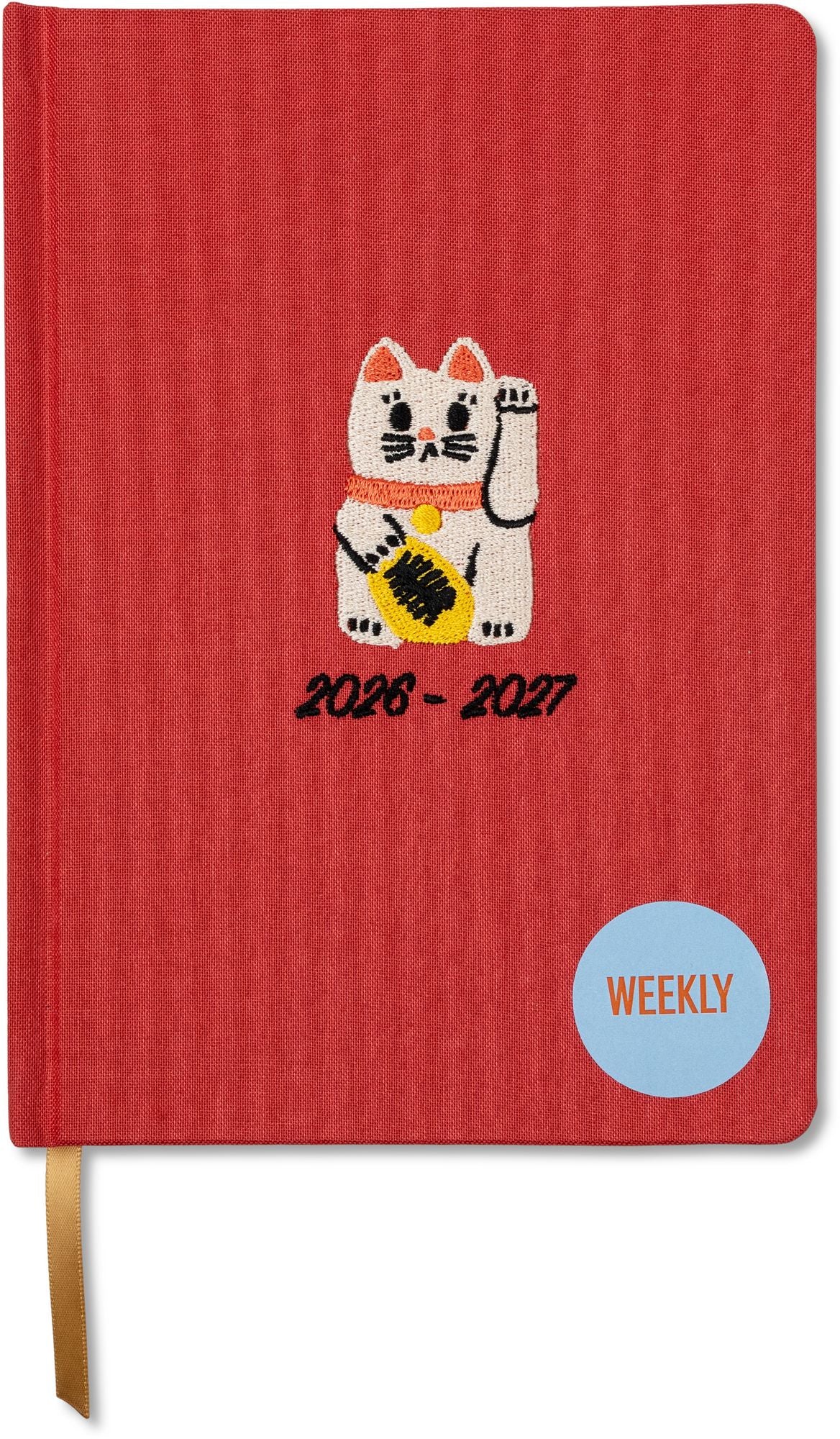 2026-2027 Embroidered Lucky Cat Weekly Desk Planner