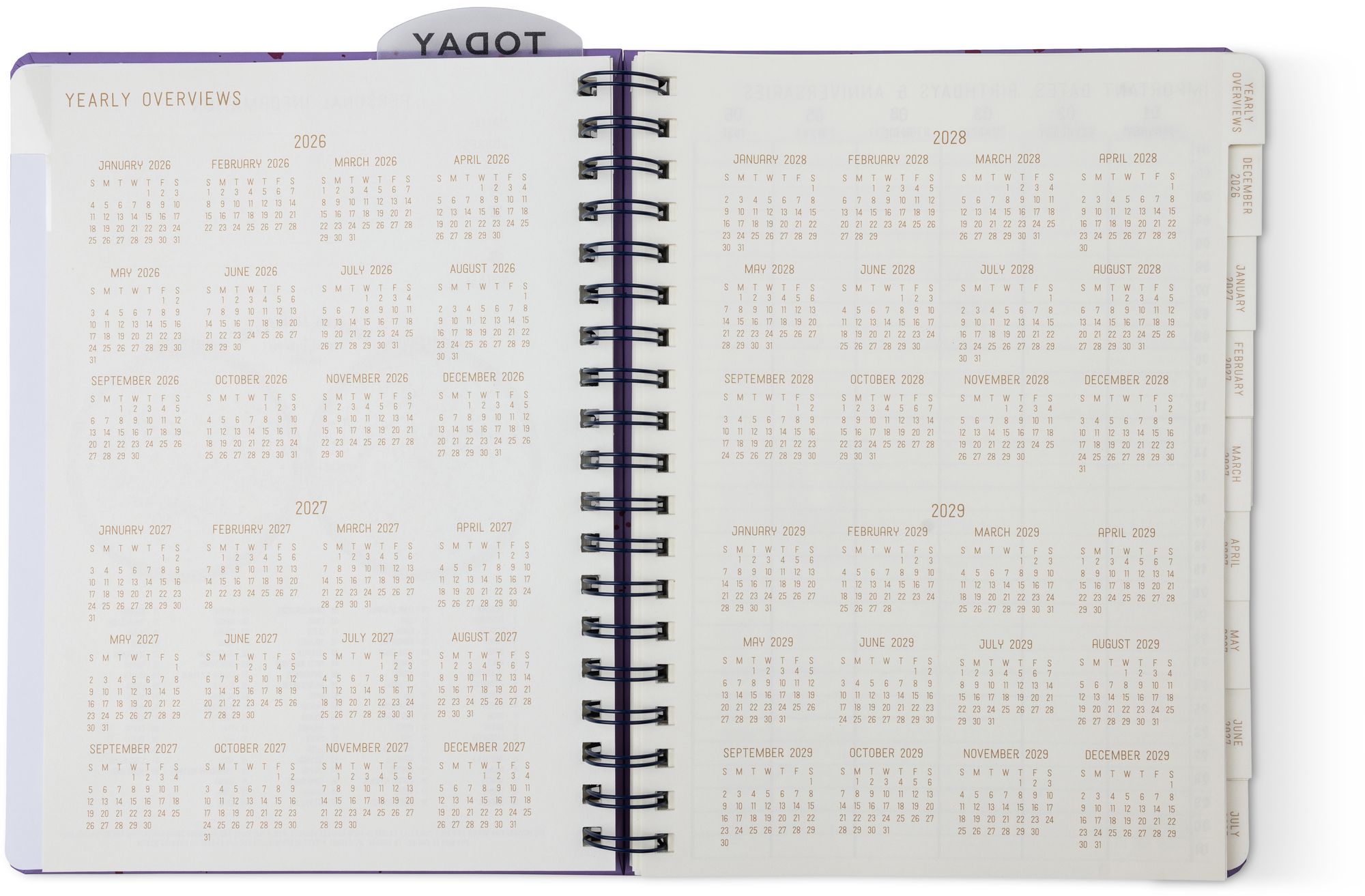 2027 Purple Paint Splatter Weekly Desk Planner