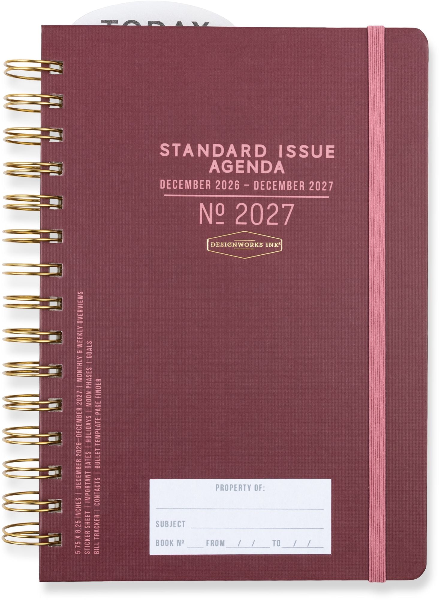 2027 Standard Issue Maroon Weekly Desk Planner