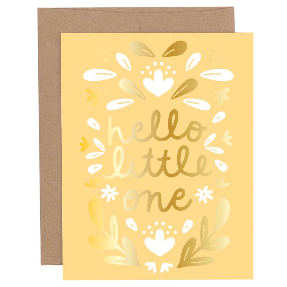 Hello Little One Floral Baby Greeting Card
