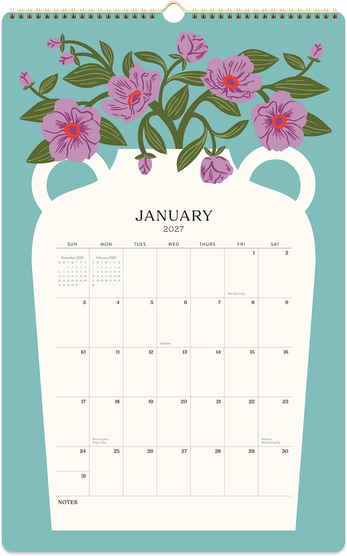 2026-2027 Paper Source Modern Vases Tall Wall Calendar