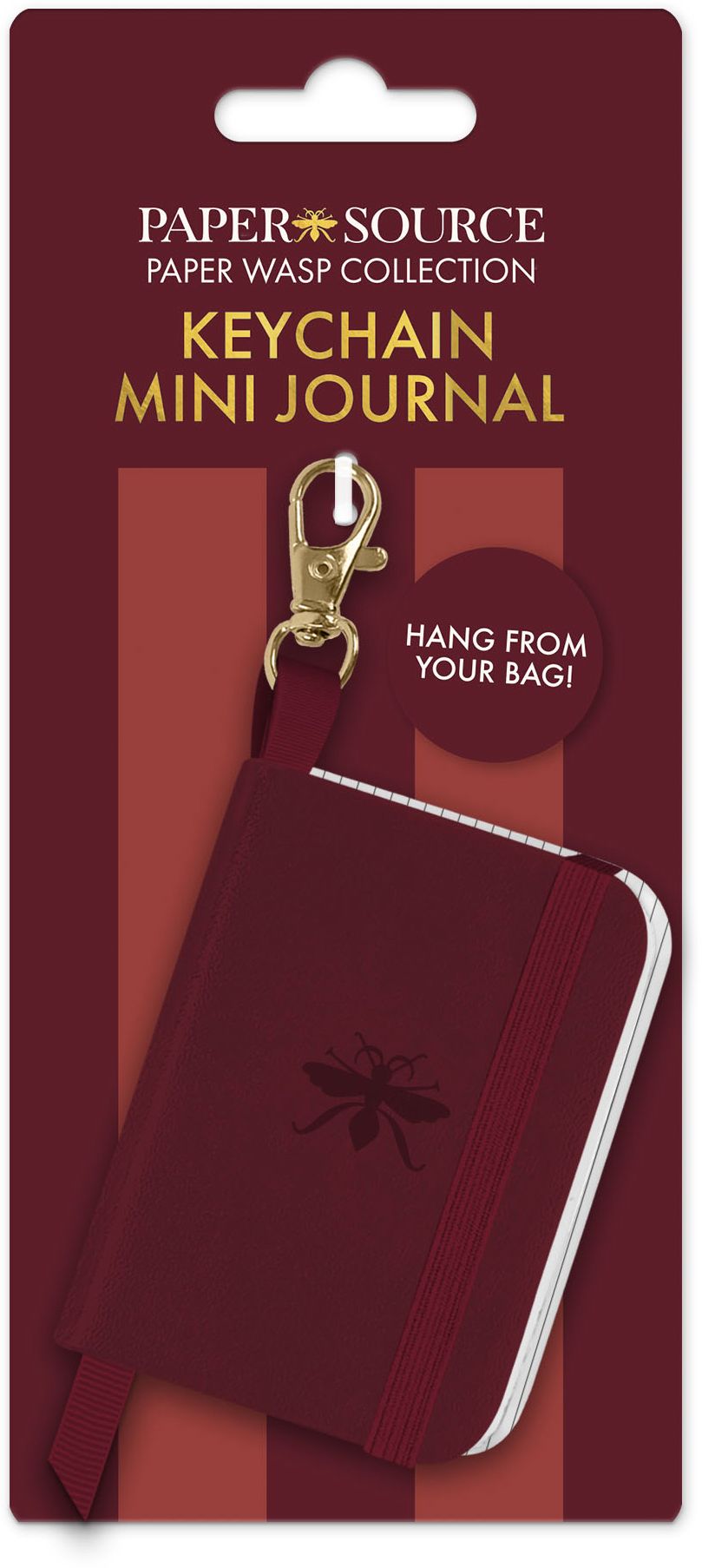 Burgundy Paper Wasp Keychain Mini Journal