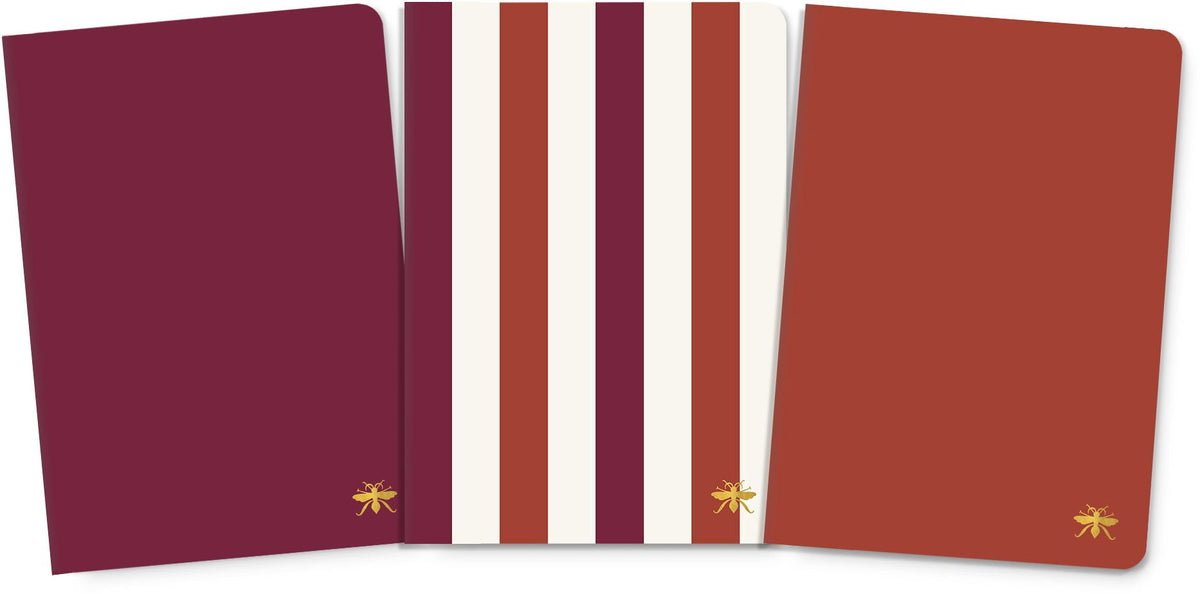 Burgundy Paper Wasp S/3 Notebooks