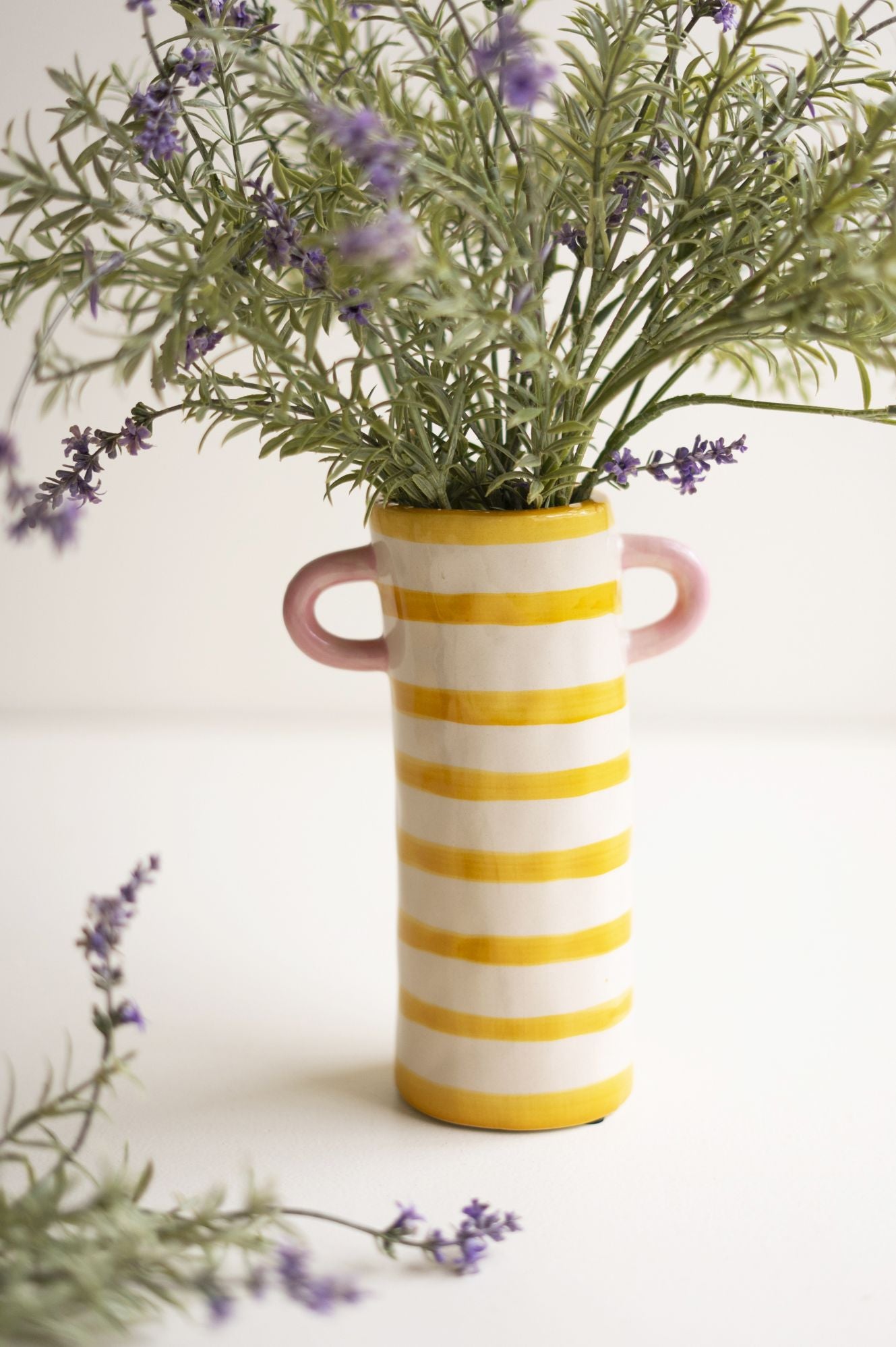 Yellow Stripe Ceramic Vase