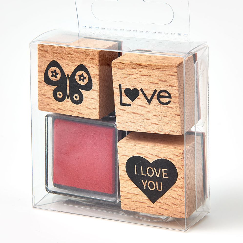 Valentine Wood Stamp Set with Ink
