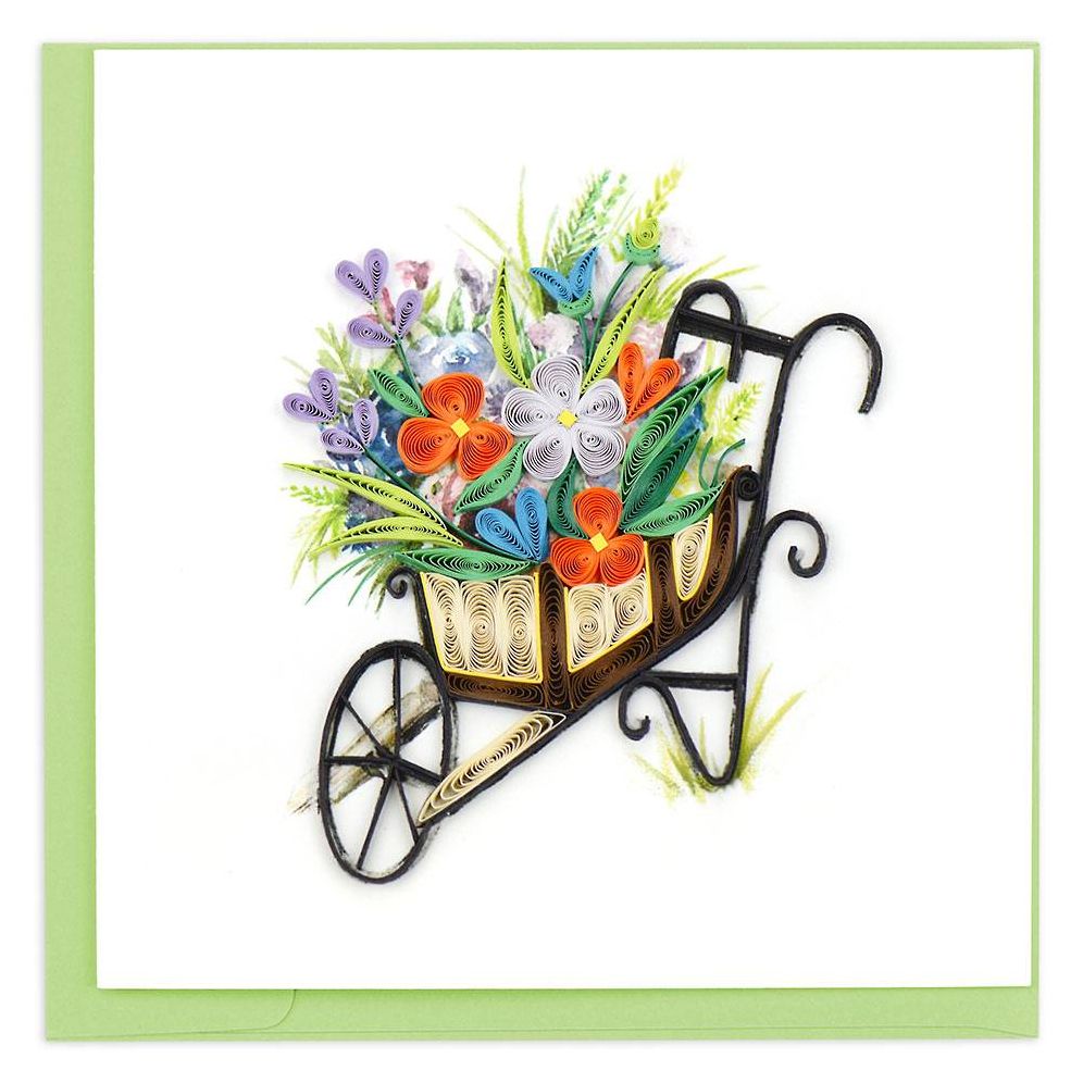 Quilling Wheelbarrow Garden Greeting Card