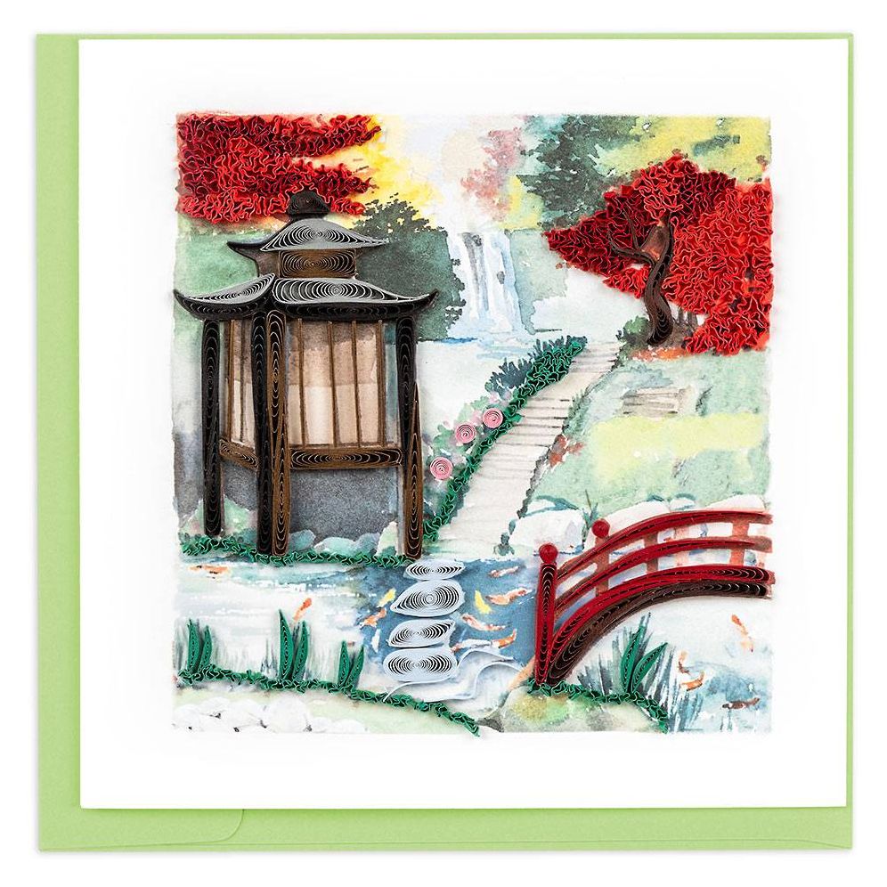 Quilled Japanese Garden Blank Greeting Card