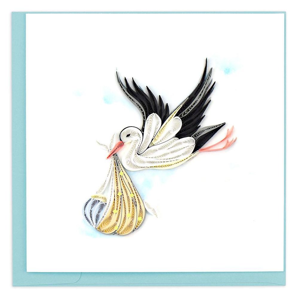 Quilled Special Delivery Stork Baby Greeting Card