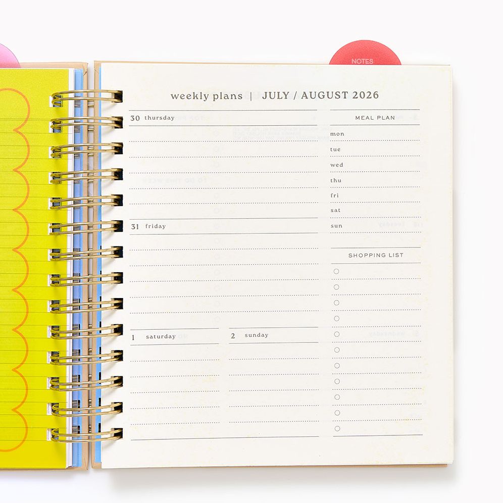 2026-2027 Paper Source Strawberry Weekly Desk Planner