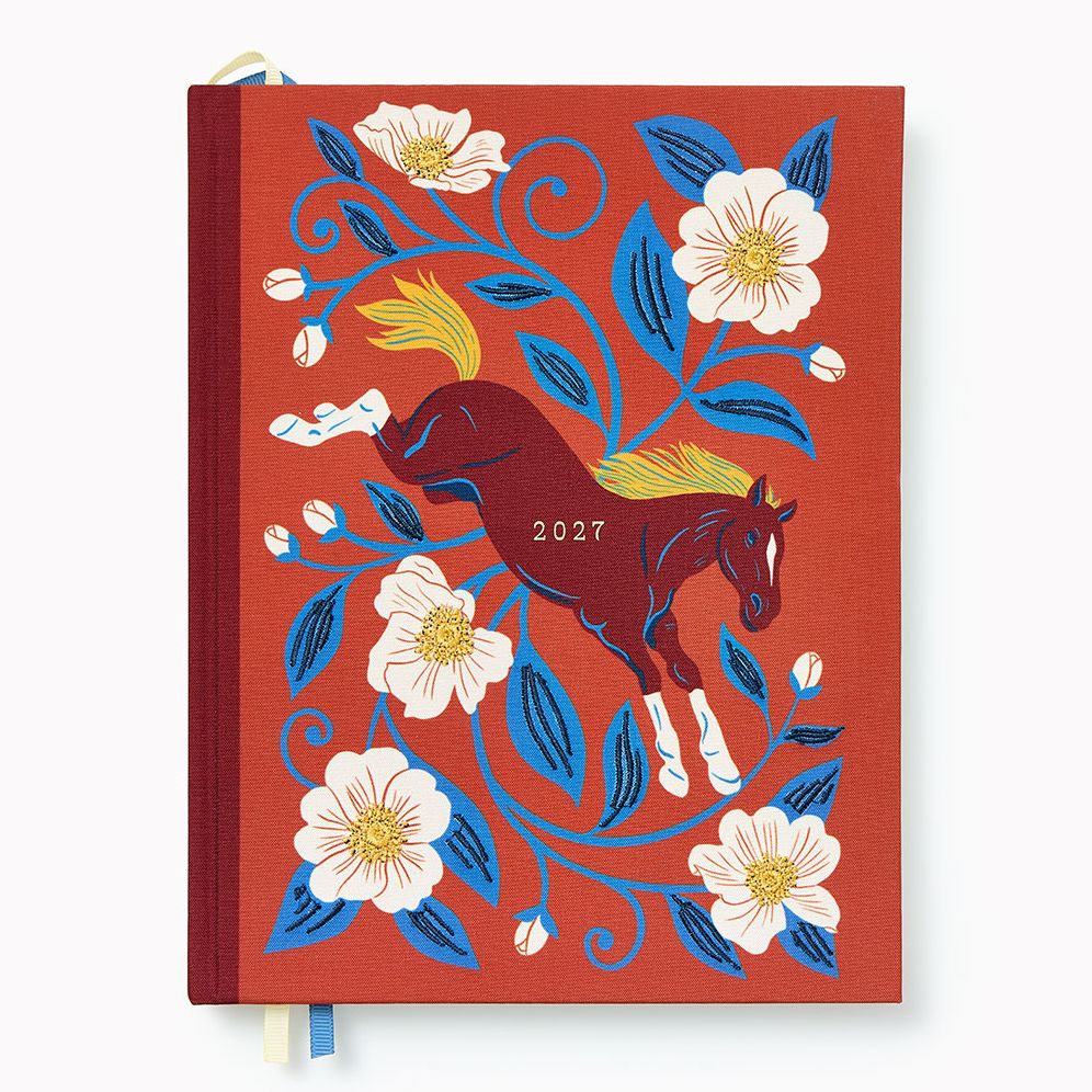 ソガペールエフィス　ジャメ　ドゥ　ソン　トワ 2026.2　4本セット 2026-2027 Wild Roses Horse Weekly Desk Planner | Paper Source