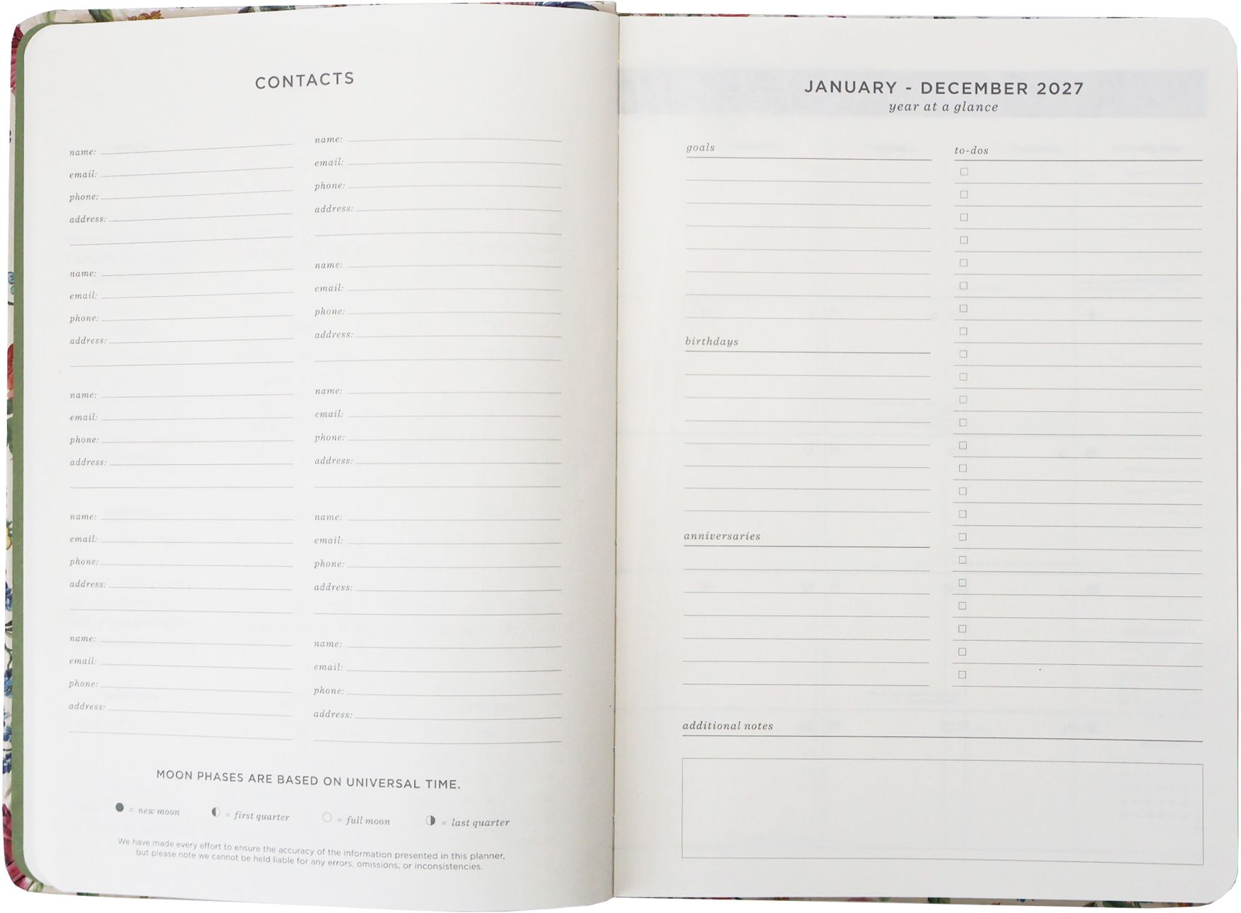 2027 Ivory Garden Monthly Desk Planner