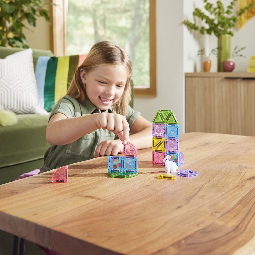 MAGNA-TILES® microMAGS Spring Garden Travel Set 24-Piece Magnetic Construction Set, The Original Magnetic Building Brand