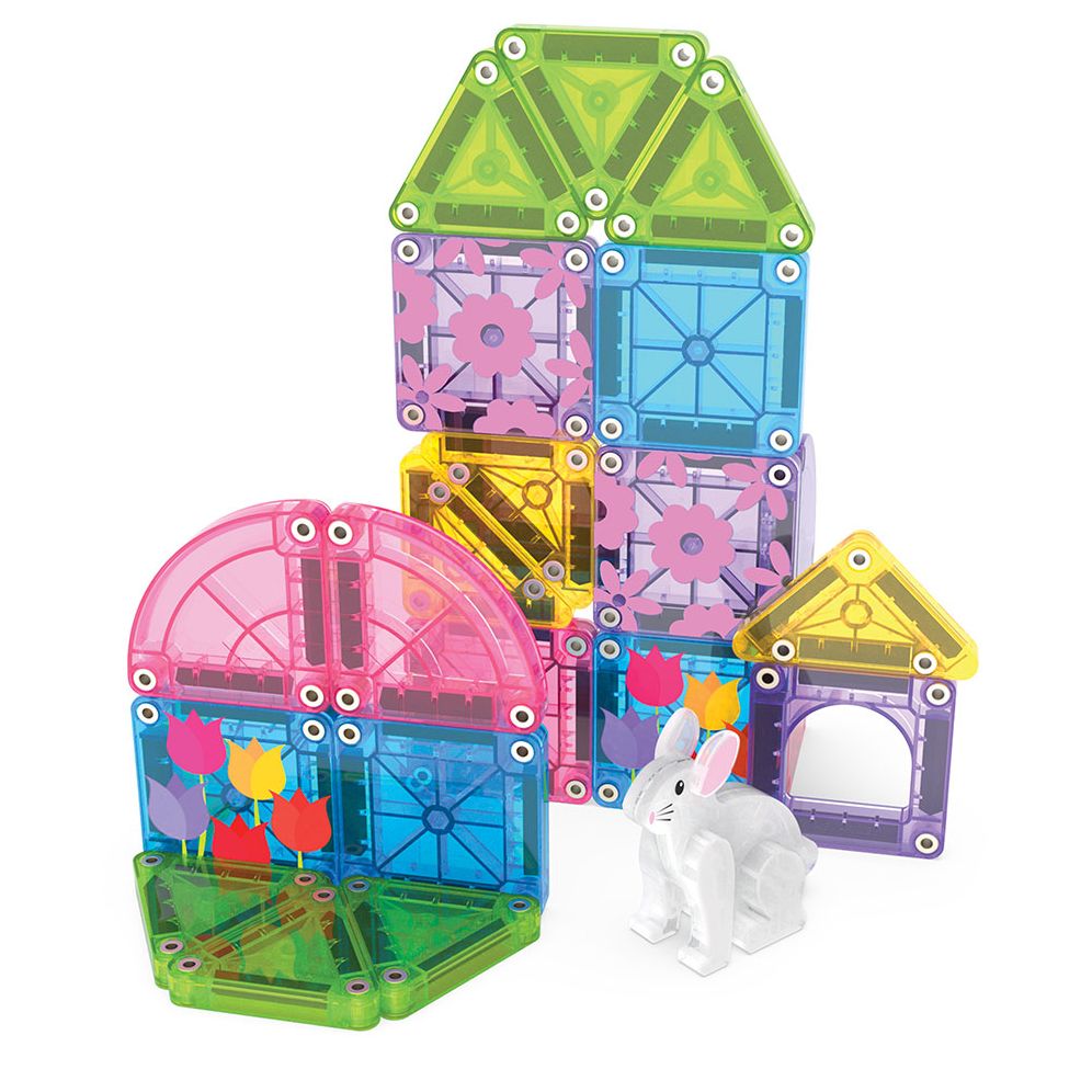 MAGNA-TILES® microMAGS Spring Garden Travel Set 24-Piece Magnetic Construction Set, The Original Magnetic Building Brand