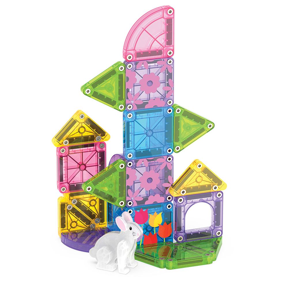 MAGNA-TILES® microMAGS Spring Garden Travel Set 24-Piece Magnetic Construction Set, The Original Magnetic Building Brand