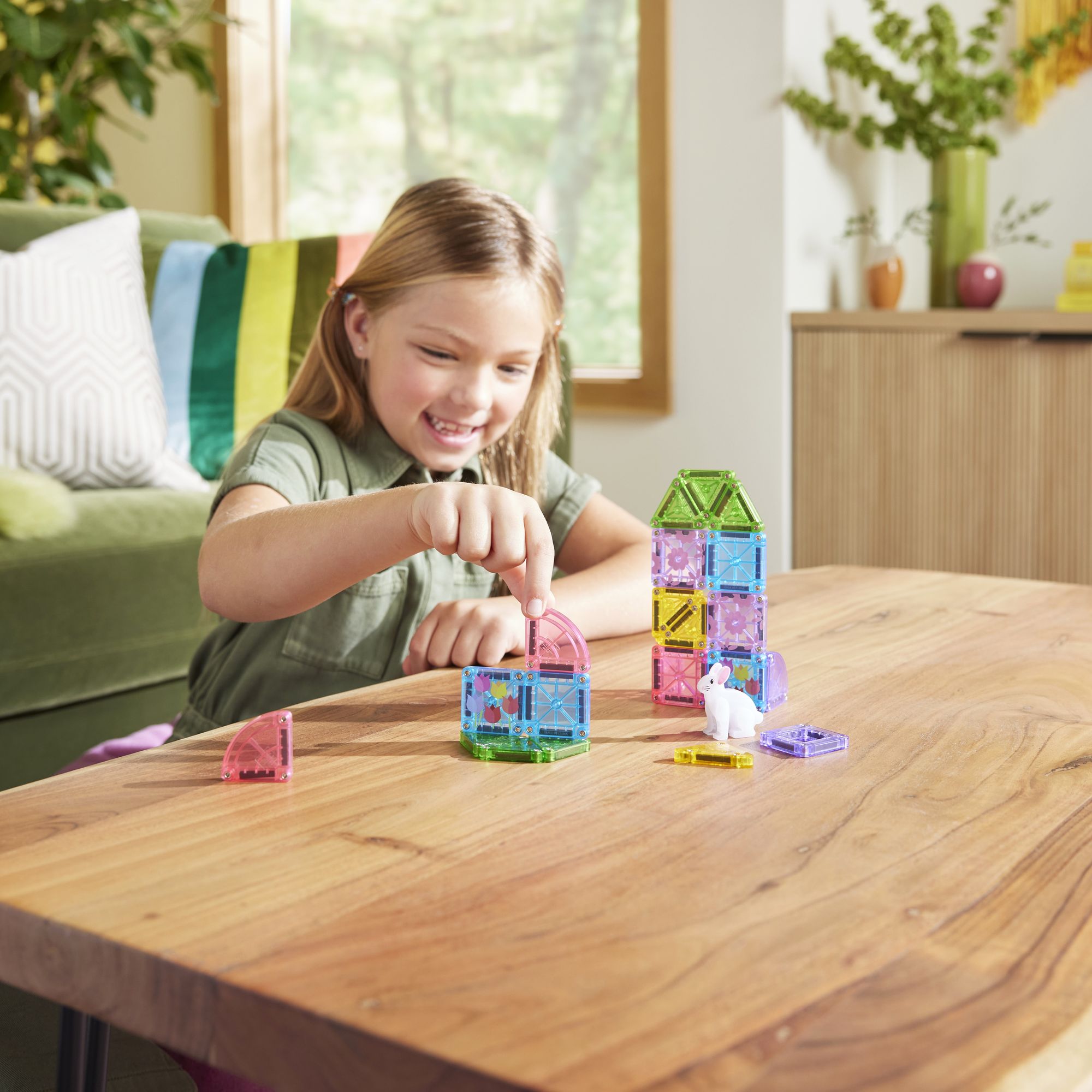 MAGNA-TILES® microMAGS Spring Garden Travel Set 24-Piece Magnetic Construction Set, The Original Magnetic Building Brand