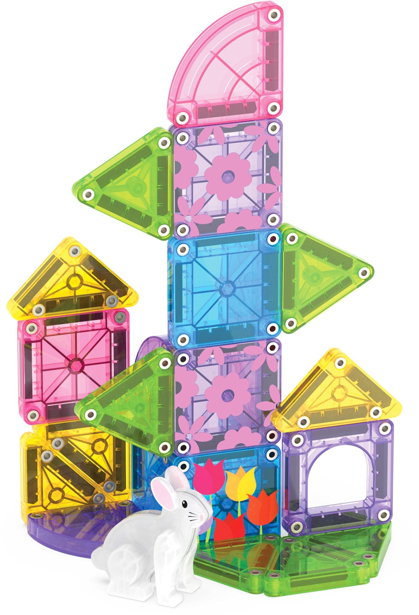 MAGNA-TILES® microMAGS Spring Garden Travel Set 24-Piece Magnetic Construction Set, The Original Magnetic Building Brand