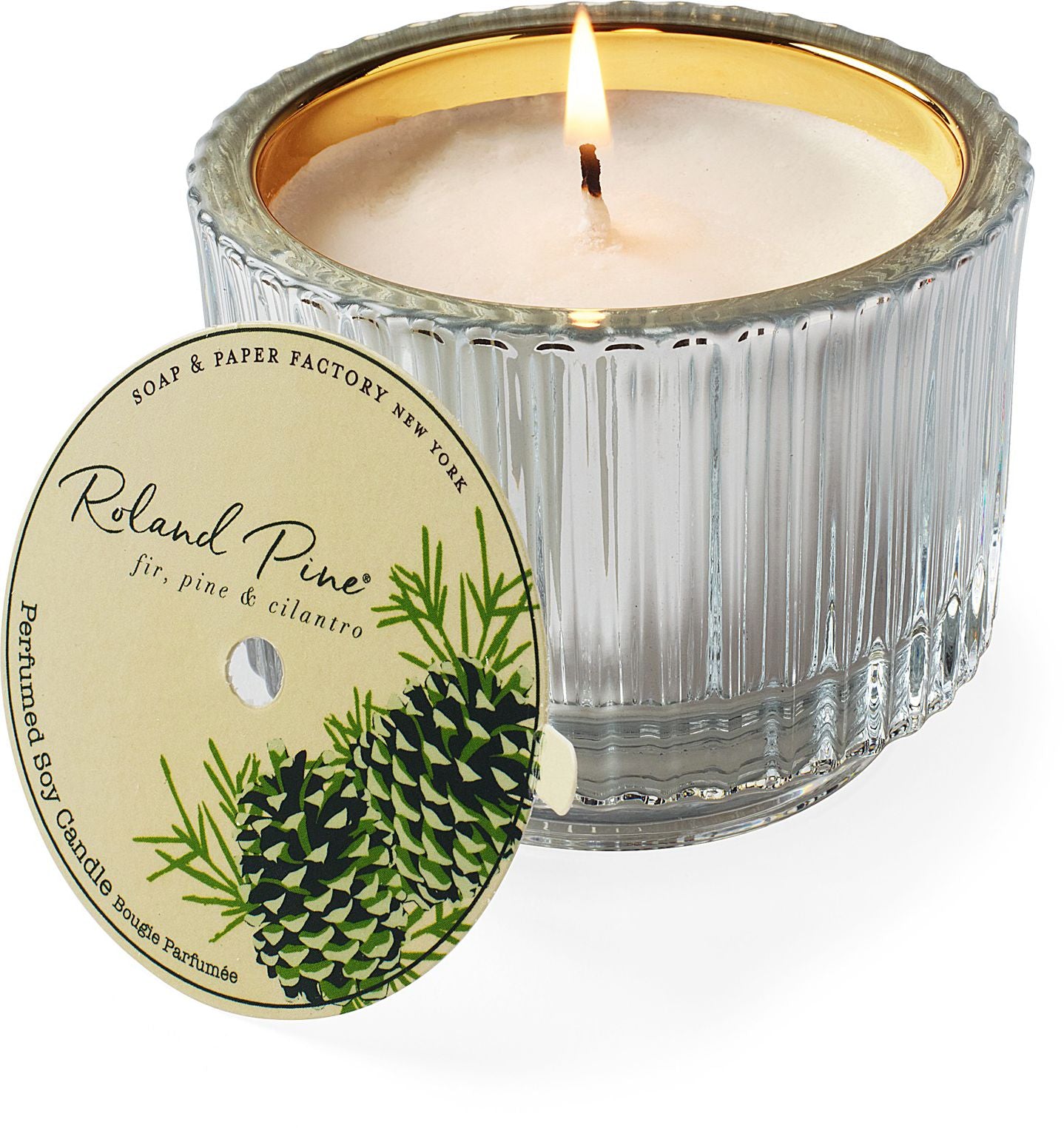 Roland PinE Ribbed Glass Candle